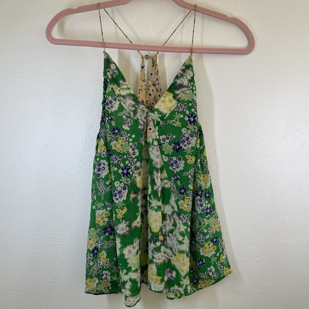 Vintage Rebecca Taylor Y2K Fairy Silk Tank Top Cami Kelly Green Yellow Boho 2